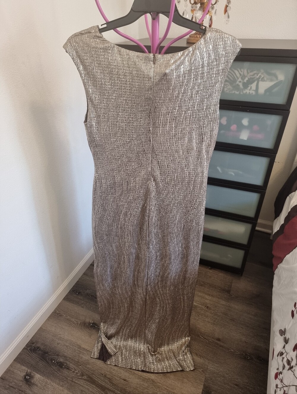 Silver Metallic Evening Dress - Elegant Sleeveless Gown